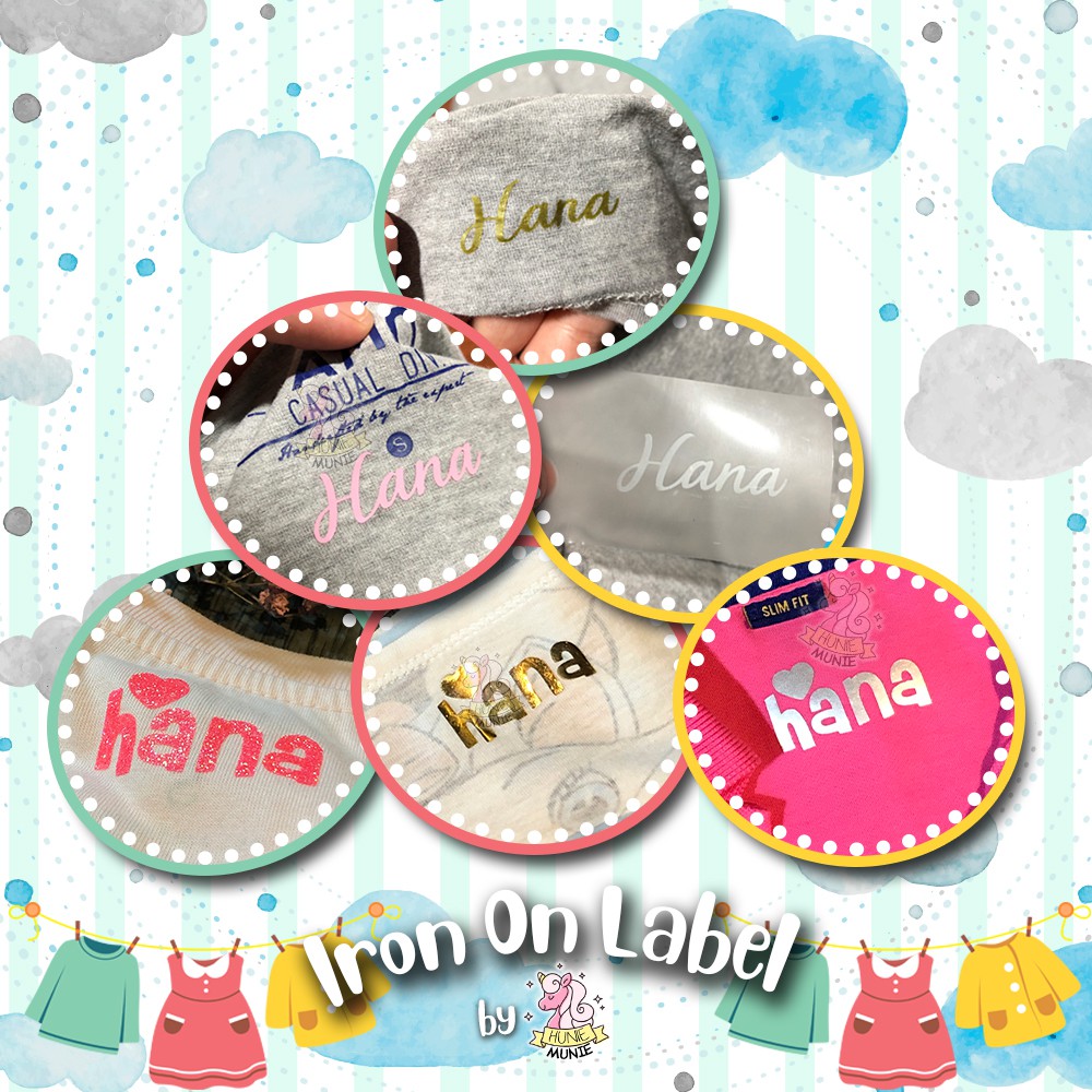 

Iron On Label - Sticker Baju (Name Only - 1 Kata) Stiker Kain Setrika PRAKTIS