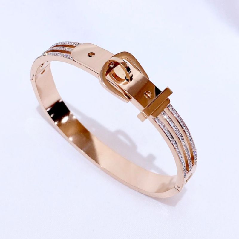 Gelang Titanium asli Rosegold Premium Quality Anti karat anti alergi Bracelet Stainless Steel 9183