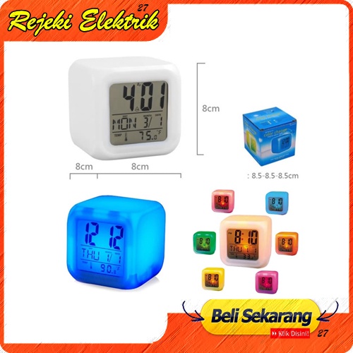 Fleco - Jam Alarm Digital Led Warna Warni - Fleco Jam Waker Led Multifungsi