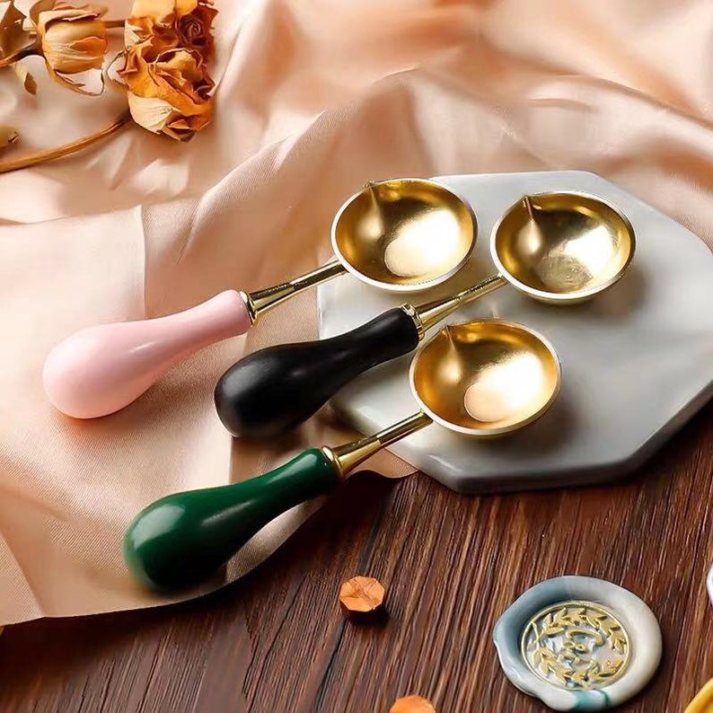

Adn 1 Pcs SPOON Black, Emerald, Pink - Sendok peleleh sealwax candle DIY Prakarya kerajinan tangan