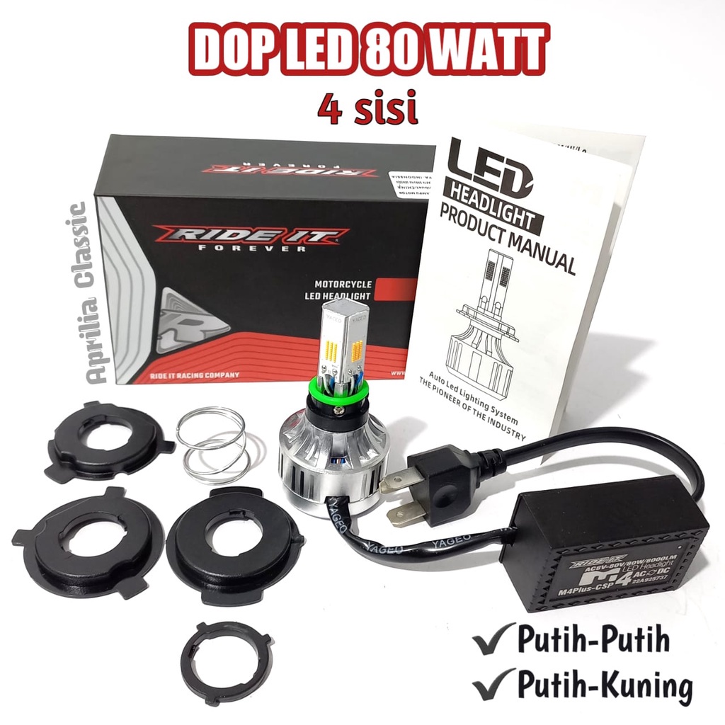 Jual BOHLAMP LED HID LAMPU DEPAN MOTOR LED 4 SISI 3 SISI 80 60 WATT ...