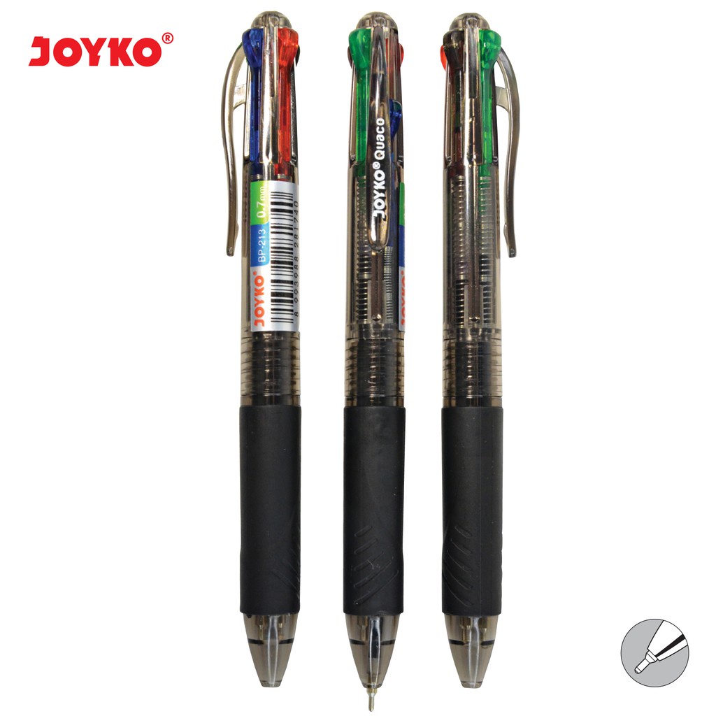 

Pulpen Joyko Quaco 4 Warna BP-213 Bolpoin Ball Pen BP213 0.7mm Ballpen Cetek Pencet