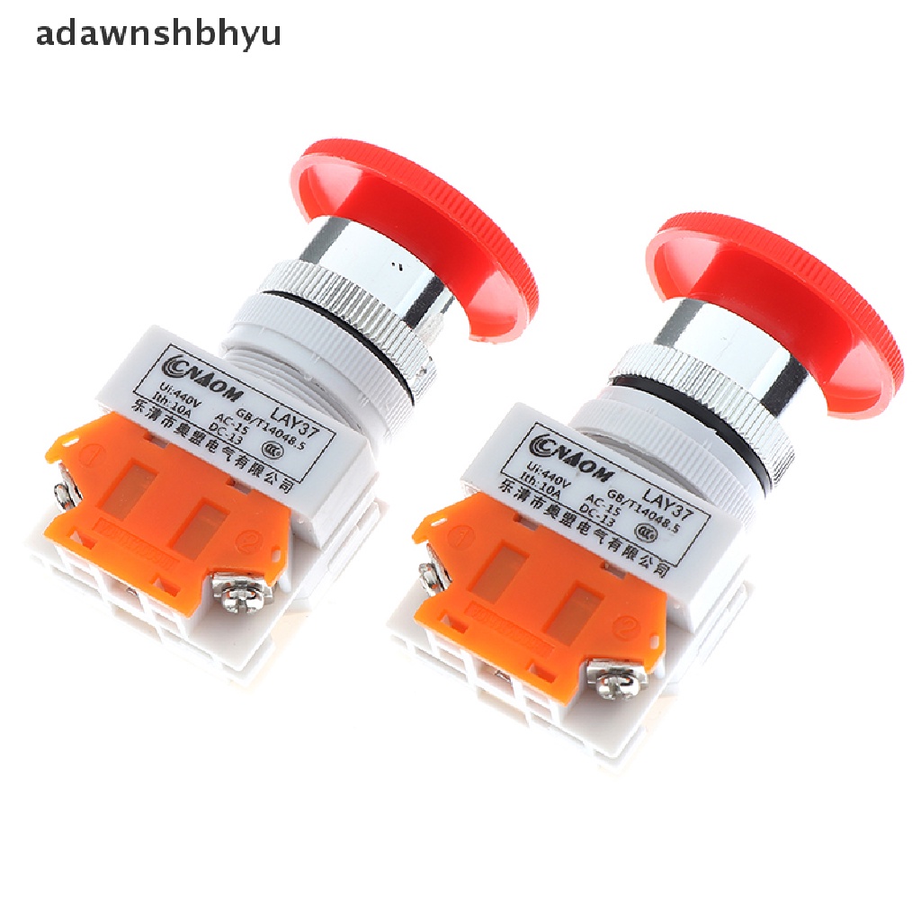 Adawnshbhyu 1Pc Tutup Jamur Merah Biasanya Tertutup Emergency Stop Push Switch Tombol 10A LAY37