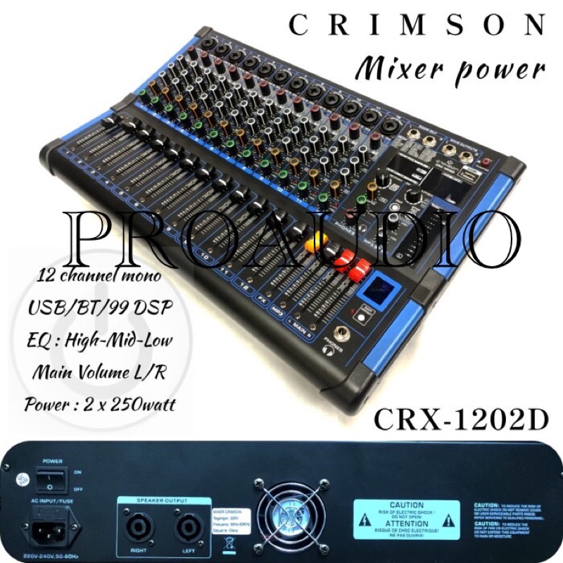 POWER MIXER CRIMSON CRX 1202D ORIGINAL 12 CHANNEL CRX1202D CRX 1202 D