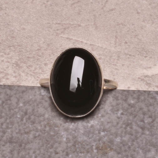 [JWG117] Natural Black Onyx Ring SZ7 Sterling Silver