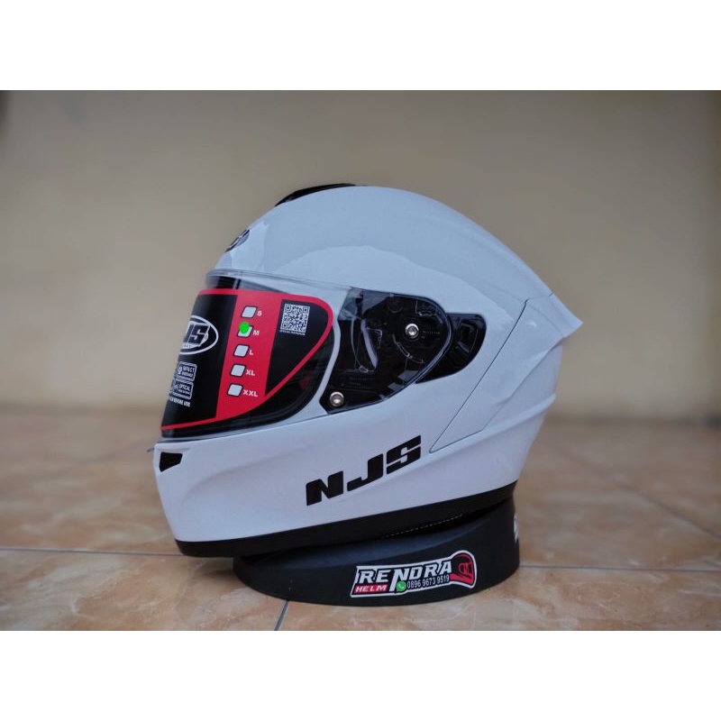 Helm NJS Zx1 Motif/ Poloss. NJS ZX- 1R Solid White. Original 100% ( Ogkir Termurah 2kg )-Zx-1 Solid White