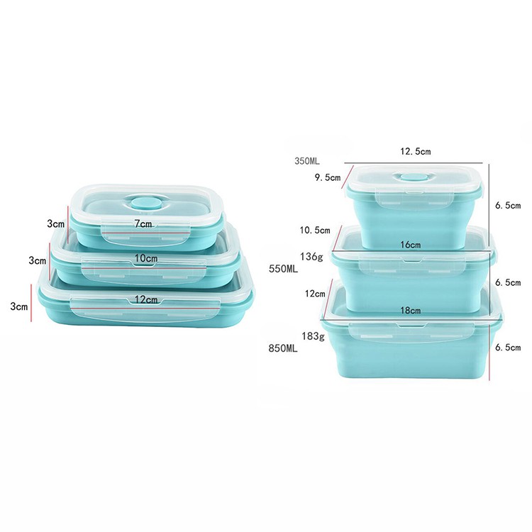 SILICONE LUNCH BOX SET 3 IN 1 KOTAK MAKAN LIPAT SILIKON FOLDABLE