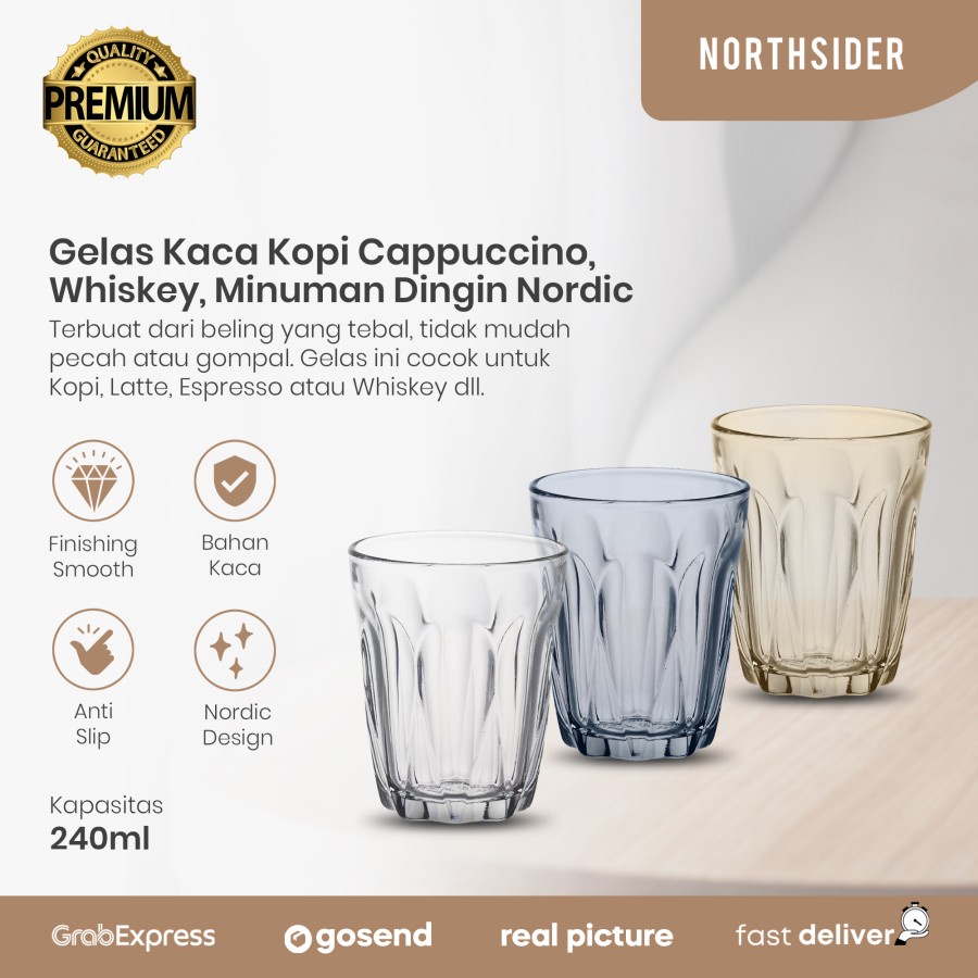 GELAS KACA KOPI CAPPUCCINO WHISKEY MINUMAN TEMPERED GLASS 240ML