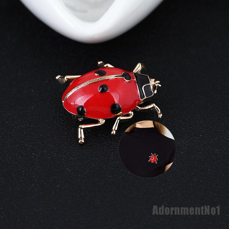 (Adornmentno1) Bros Pin Enamel Bentuk Kumbang Merah Untuk Aksesoris Scarf / Syal / Hadiah