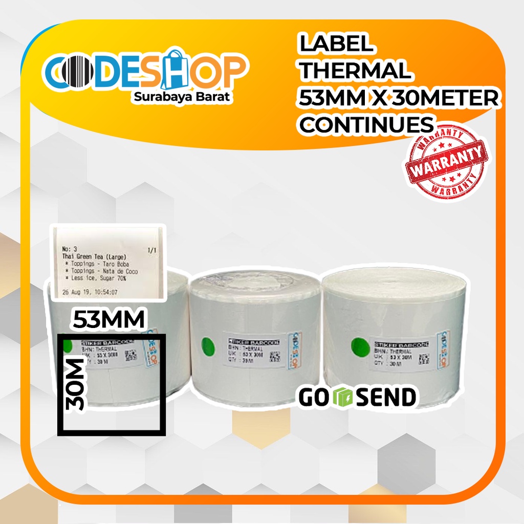 Label Stiker Uk 53 x 30 Meter Thermal Continues