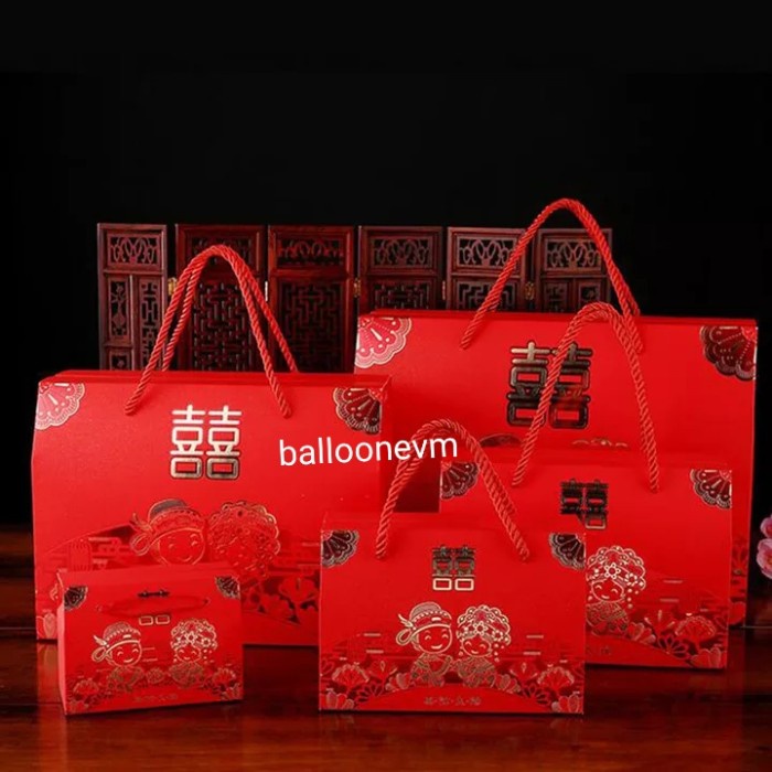 

[DISKON] Paperbag Wedding Sangjit Tingjing 20cm GRATIS ONGKIR