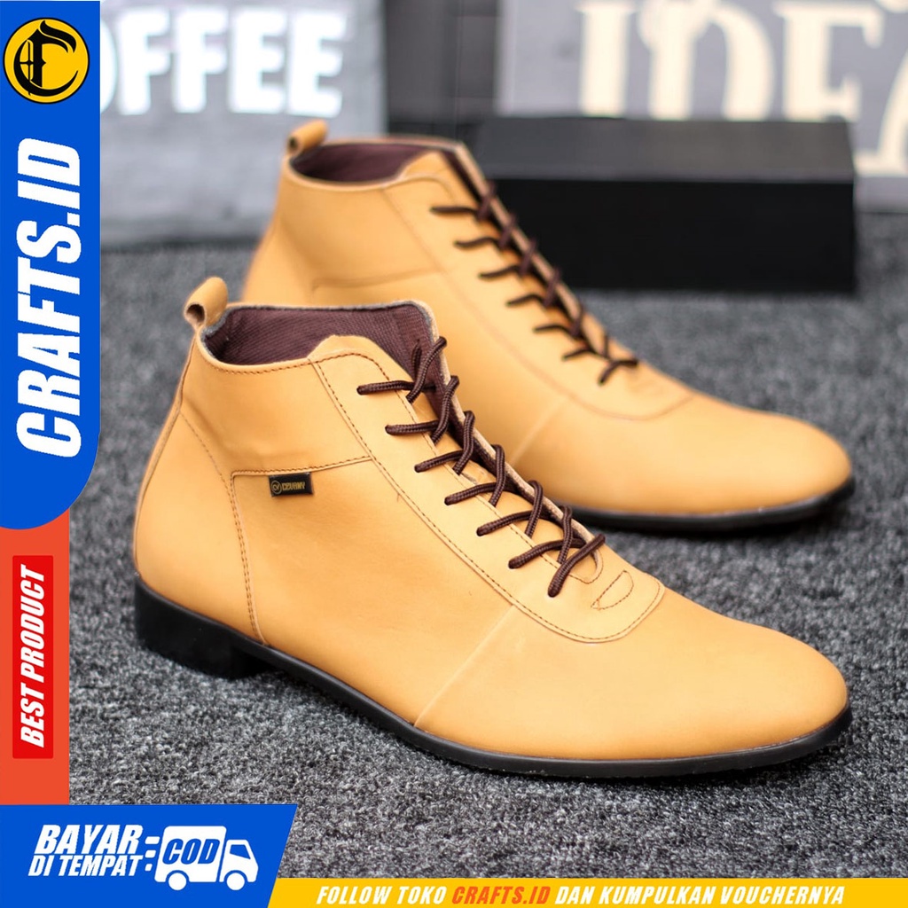 CRAFTS max - Sepatu Boots Pantofel Formal Tali Kulit Asli Kerja Pria