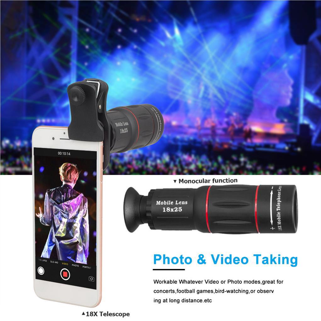 Apexel 4 in 1 Lensa Telephoto Makro Eksternal 18X Wide Eye + Klip Untuk Iphone / Android (house2020)