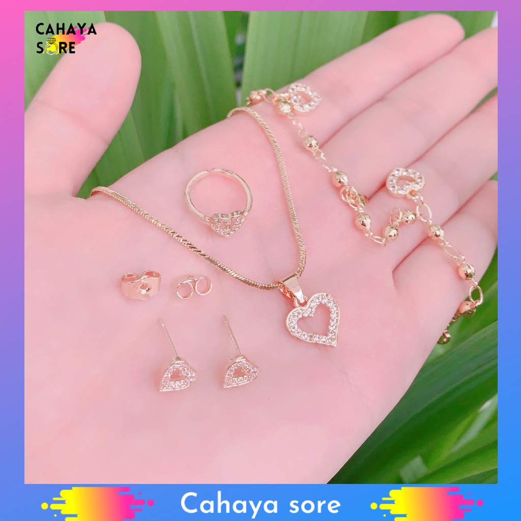 Xuping Set Gold Perhiasan Set Anak Motif Permata Love XA05