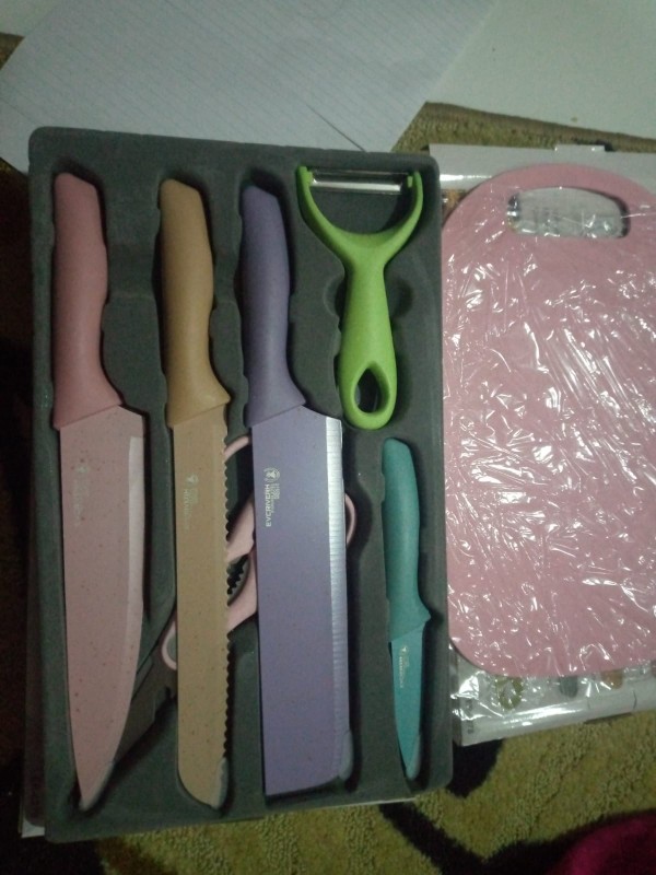 Pisau Set 6in1 Evcrierh Stainless Dilapis Anti Lengket Peralatan Masak Pisau Slot