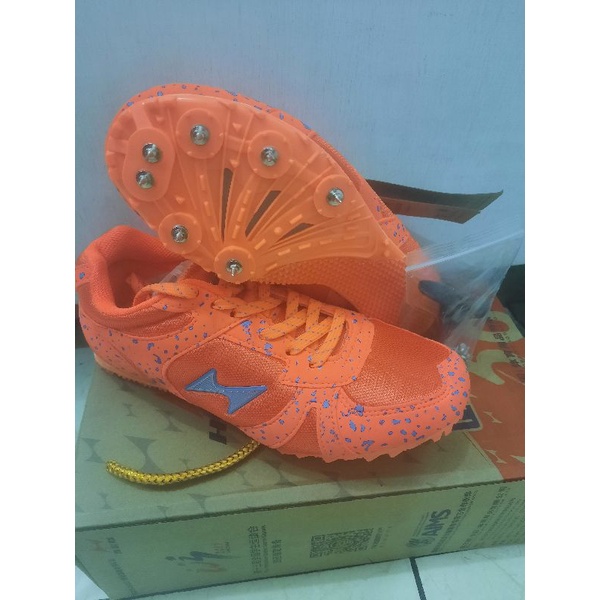 Sepatu Spike Sprint / Lari / Atletik / Paku HEALTH ORANGE ORIGINAL