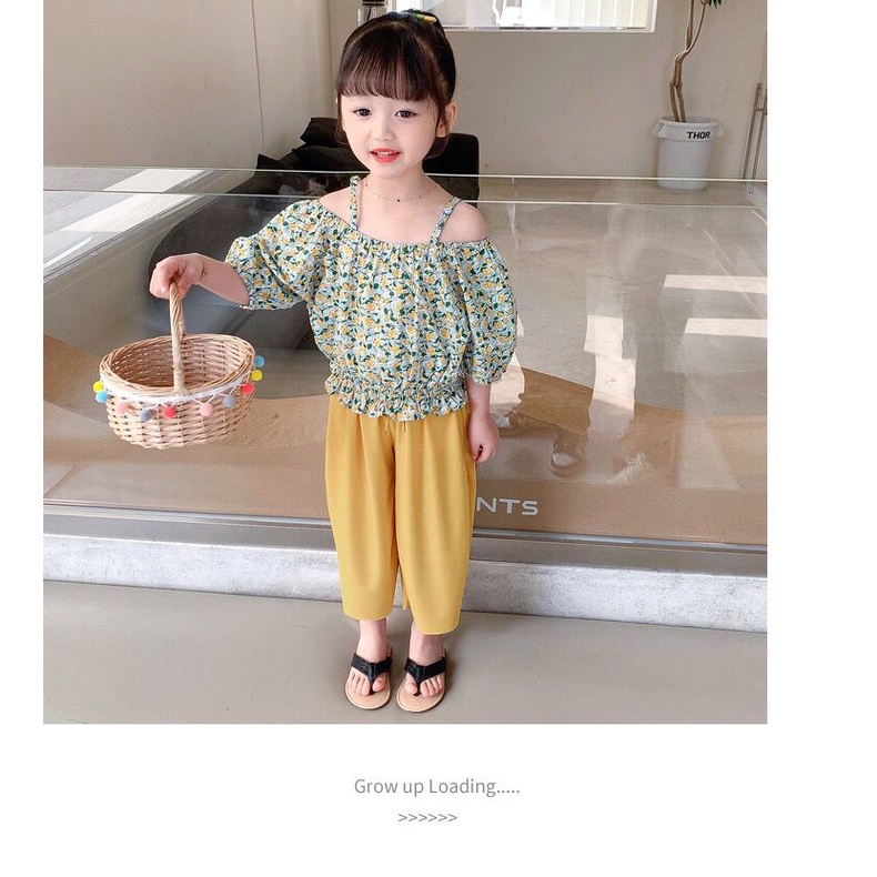 (LOLI-JKT) BS-232 SET ANAK CEWEK MODEL KUNING CELANA GARIS SIZE 100-140