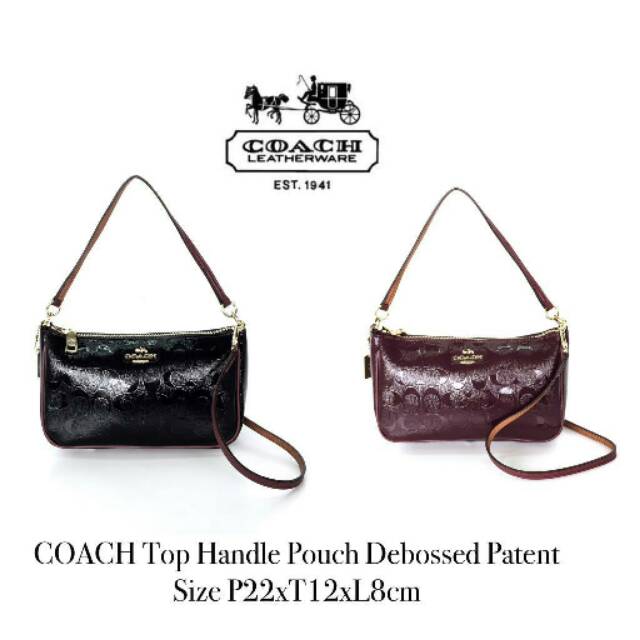 Tas original asli authentic COACH Top Handle Pouch Debossed Patent