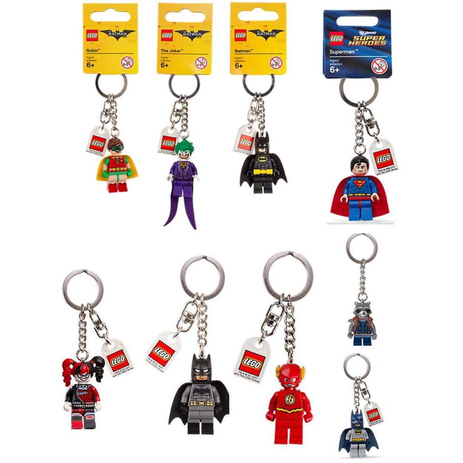GANTUNGAN KUNCI LEGO KEYCHAIN ROBIN BATMAN SUPERMAN JOKER FLASH ROCKET HARLEY QUINN