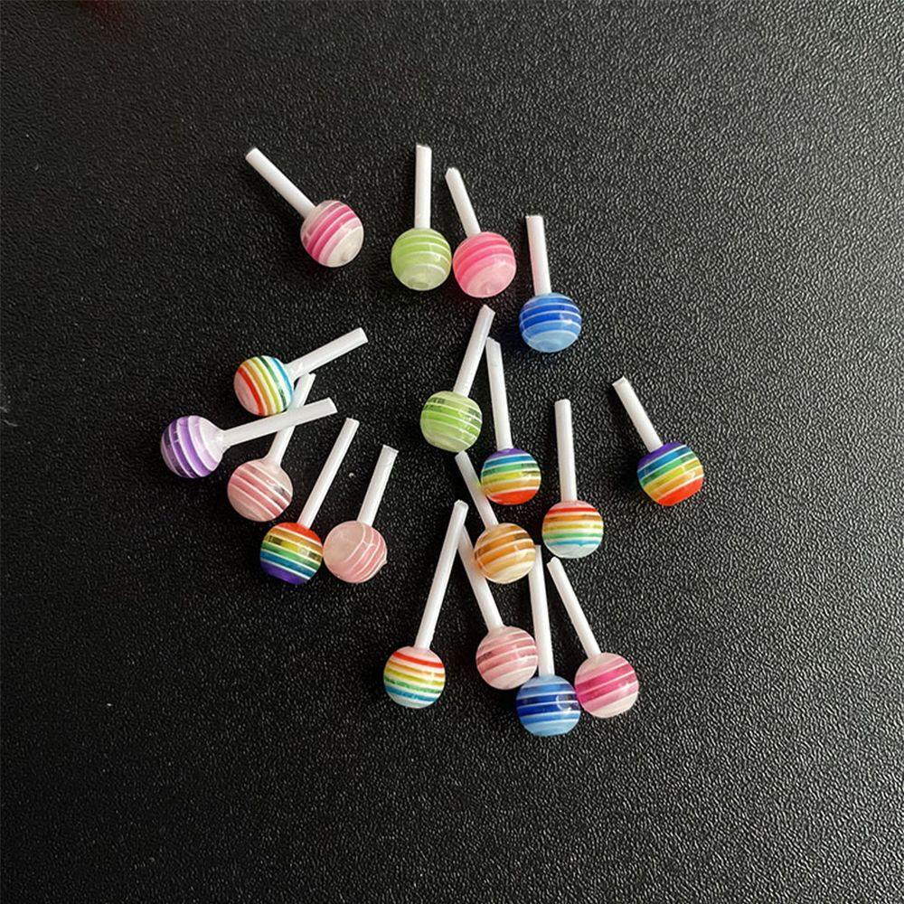 AUGUSTINA Agustina Nail Charms Resin 10Pcs Lollipop Manicure Candy Perlengkapan Kuku Dekorasi Kuku