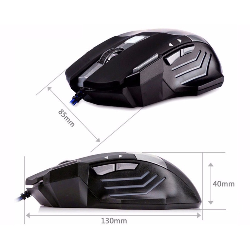 YXLM 7 Keys LED Gaming Mouse 5500 DPI - X1 - Black