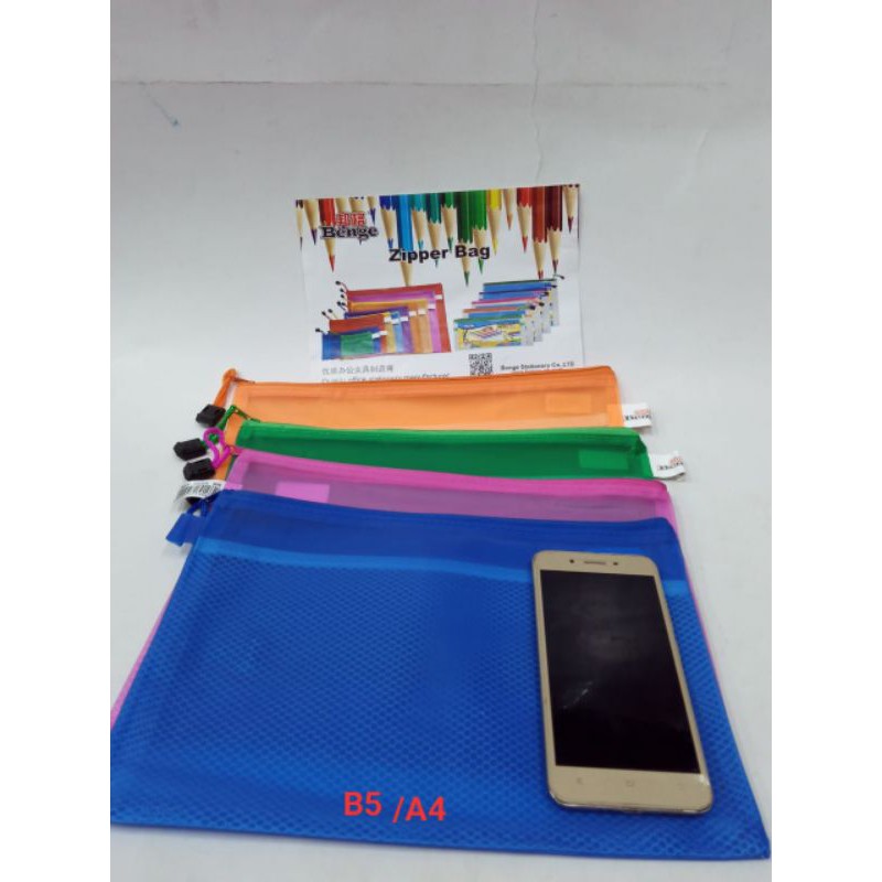 

Map transparan zipper resleting data document bag B5