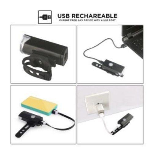 Lampu Depan Sepeda LED 300 Lumen Cree USB Recharge Spr Terang 118106