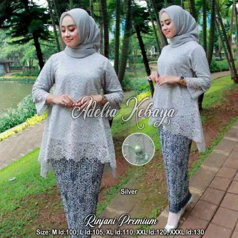KEBAYA BRUKAT JUMBO KHUSUS LD 130/KEBAYA RINJANI/KEBAYA BIG SIZE/KEBAYA MODERN-Silver