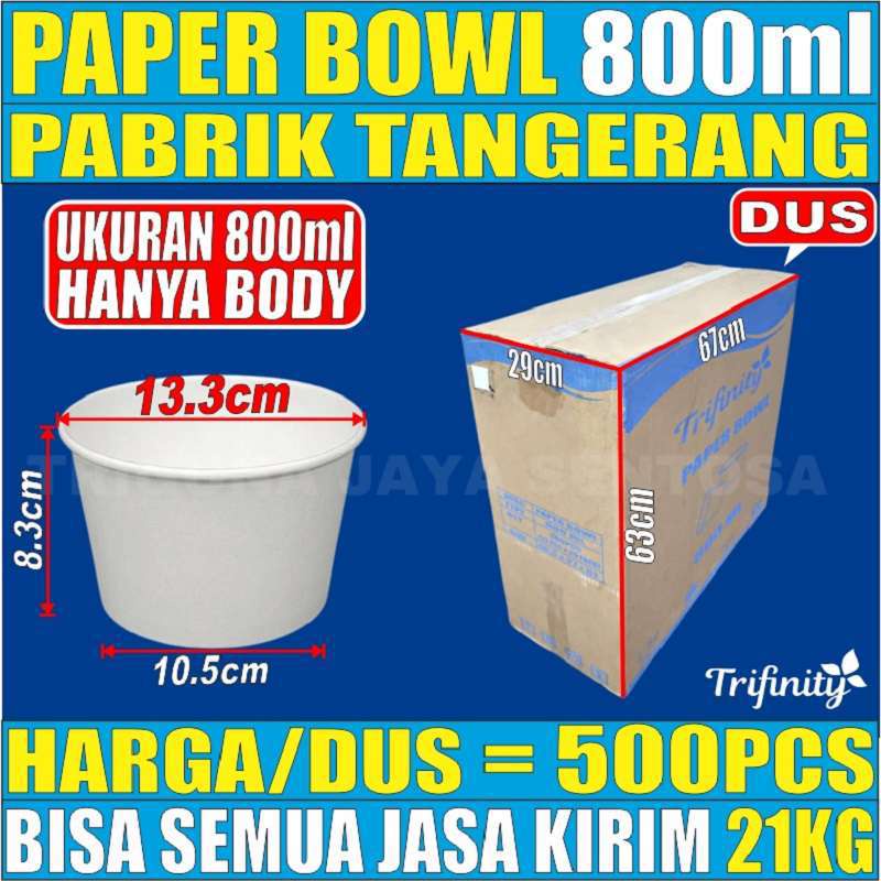 Paper Bowl Tebal 800ml Dus Semua Jasa Kirim Ekspedisi Mangkok Kertas Hanya Body Mangkok