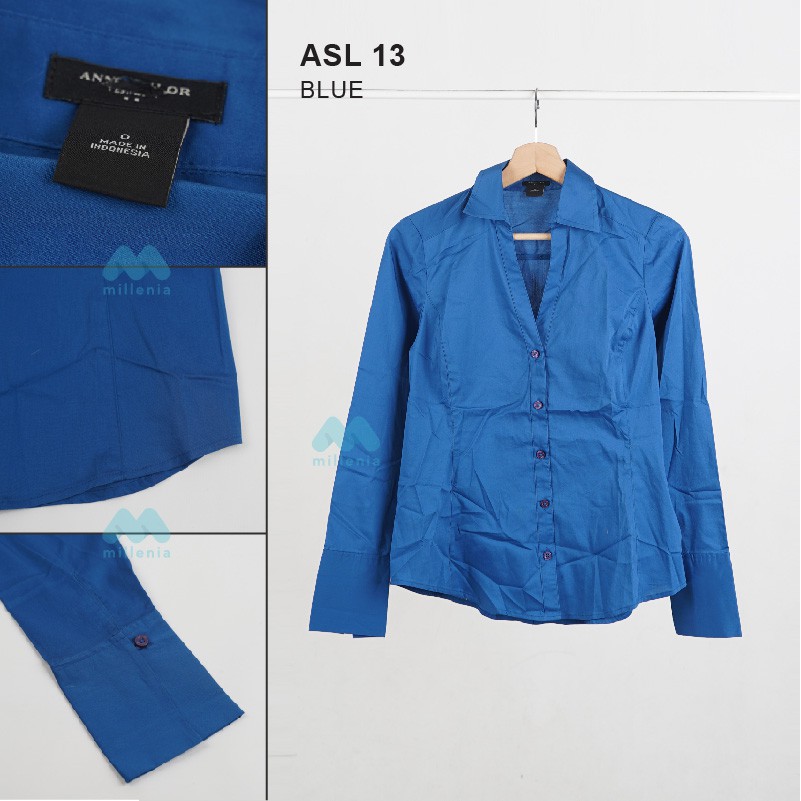 Kemeja Wanita- Long Slevee Curved Hem Motif Polos [ASL 13]-1