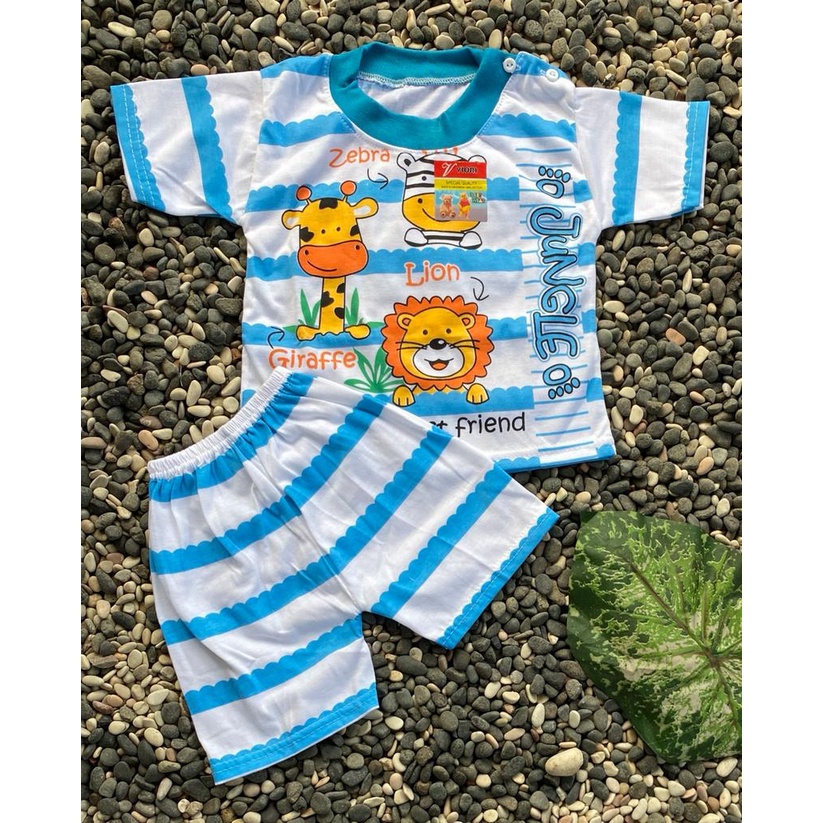 stelan BAJU BAYI MURAH LUCU JUNGLE SETELAN 3-18 BULAN (PD 026)