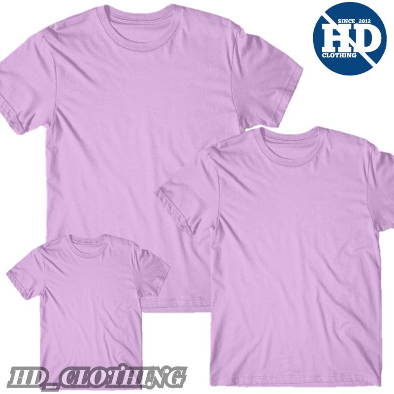 Kaos Polos Couple keluarga Anak dan dewasa, Cotton Combad 30s - Lilac / ungu muda