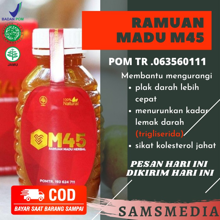 M45 Ramuan Madu 45 Obat Herbal Jantung Koroner Menurunkan Asam Urat Lemak darah Triglisireda Stroke