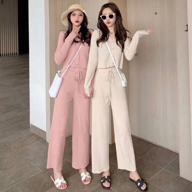 Rib knit premium import bkk setelan bangkok atasan celana set Bangkok lulu lala