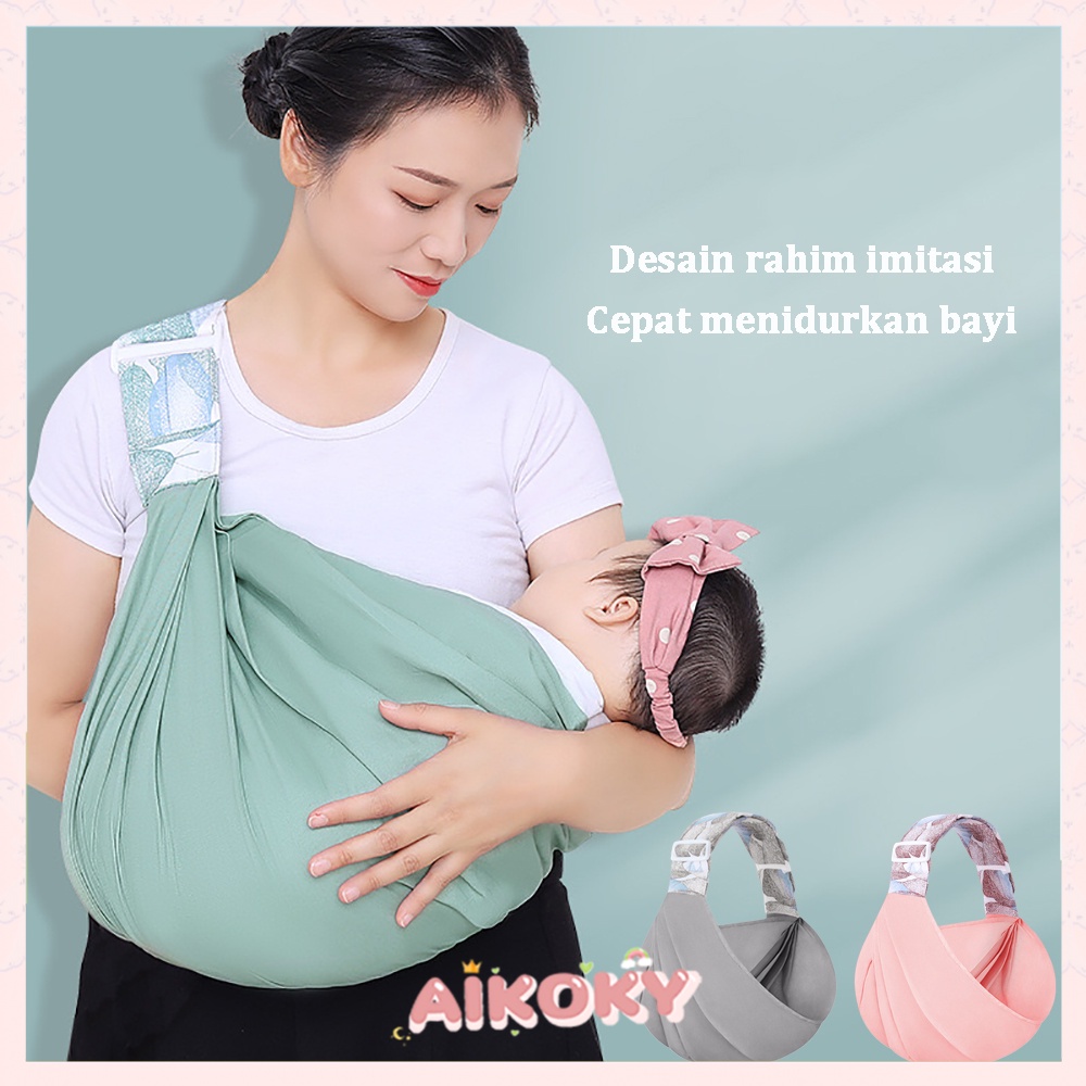 Aikoky gendongan bayi depan hipseat ring sling gendongan bayi