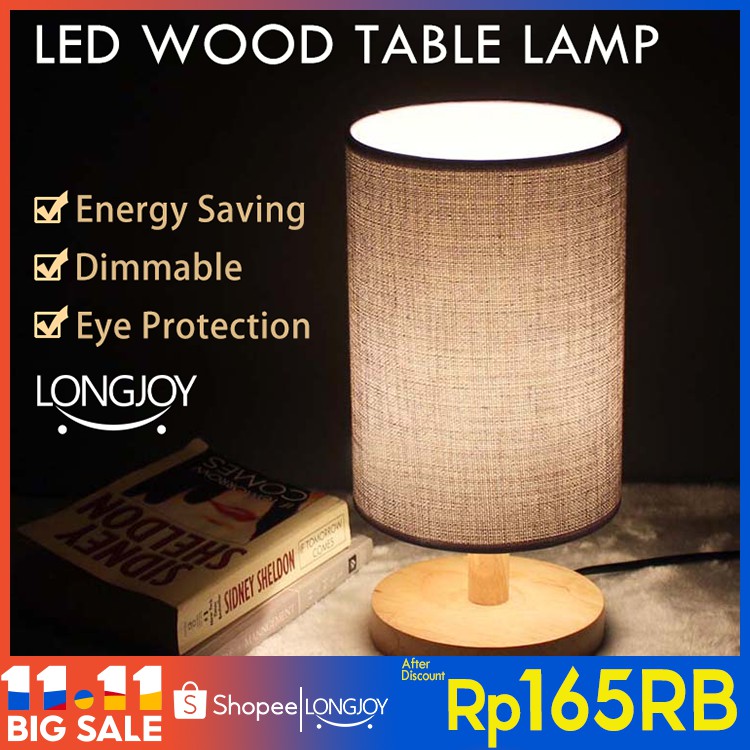 Led Wood Table Lamp Night Light Decorative Desk Lamp Lampu Meja Nordic Modern Night Lighting Table Lamp In Living Room Usb Bedroom Lamp Led Lamp Shopee Indonesia