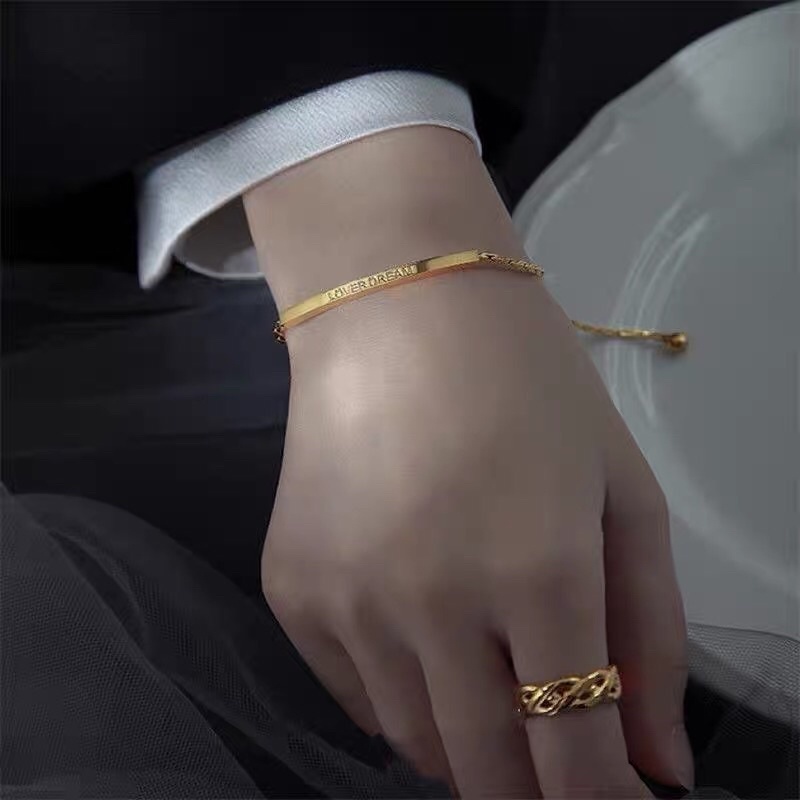 Gelang Serut Titanium Gold Trending Korea Fashion Elegan Style