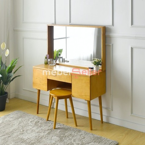 Meja Rias Moana Set Maple (Meja+ Stool) Kayu Jati Solid