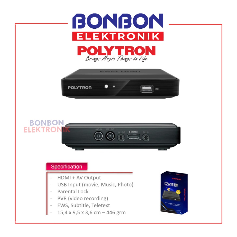 Polytron Set Top Box PDV-620T2 DVB T2 TV Receiver STB Siaran Digital