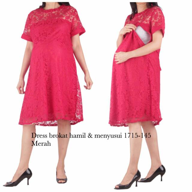 Baju hamil dress brokat hamil dan menyusui 1715