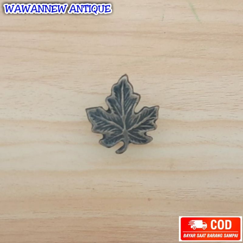 Knop / Tarikan Laci Lemari Jendela Pintu Rumah Kuningan Antik Motif Daun 4.5cm