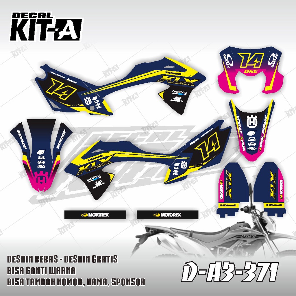 Decal kawasaki KLX 150 BF MOTIF LIMITED EDITION BIRU HITAM