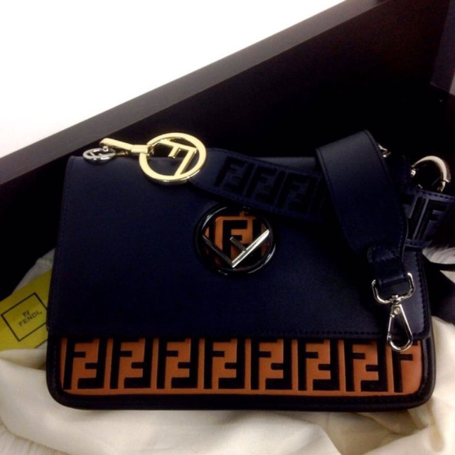 Fendi Kan I F Leather Velvet Bag 8886