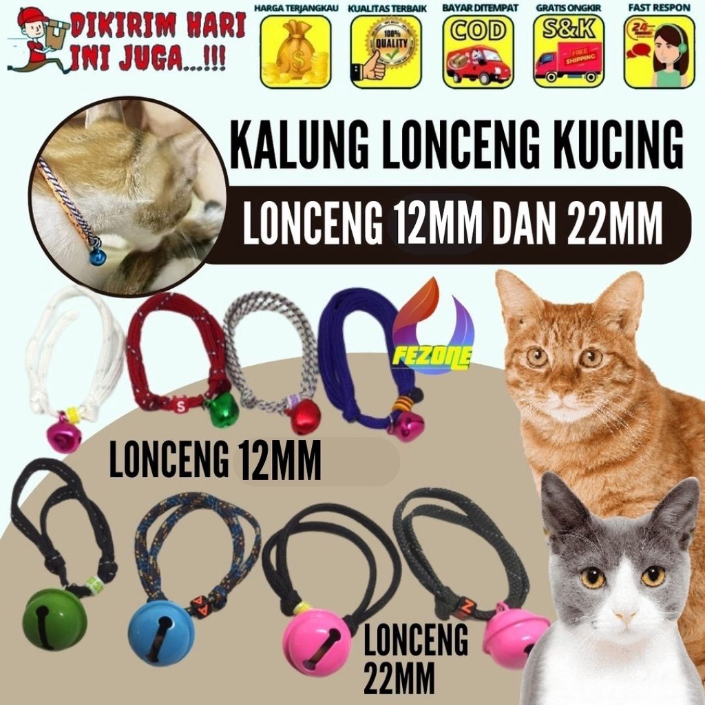 Kalung Anak kucing Tali Prusik / Kalung Kucing dengan Tali Panjang dan Tidak Mudah Putus FEZONE