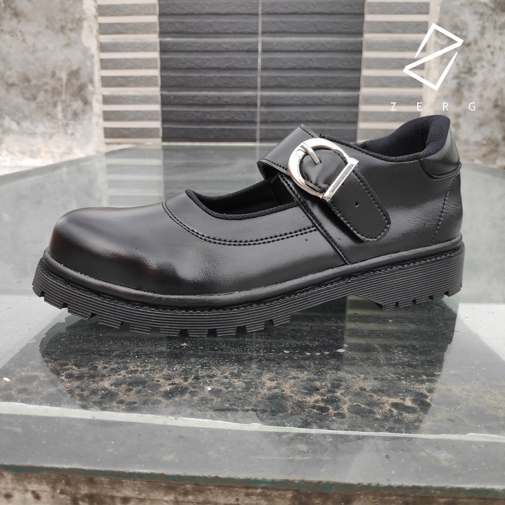 sepatu kerja wanita Slipon Casual Formal Safety Ujung besi kantor PNS paskibra guru hitam