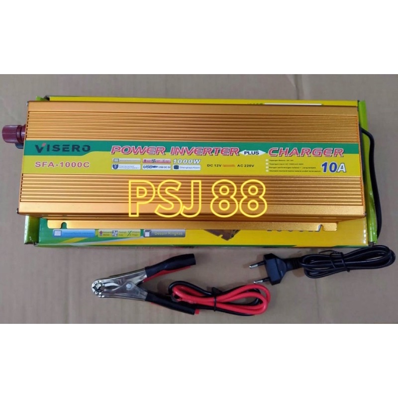Power Inverter Visero 1000W Plus Charger Aki 10A SFA-1000C 1000 Watt Inverter