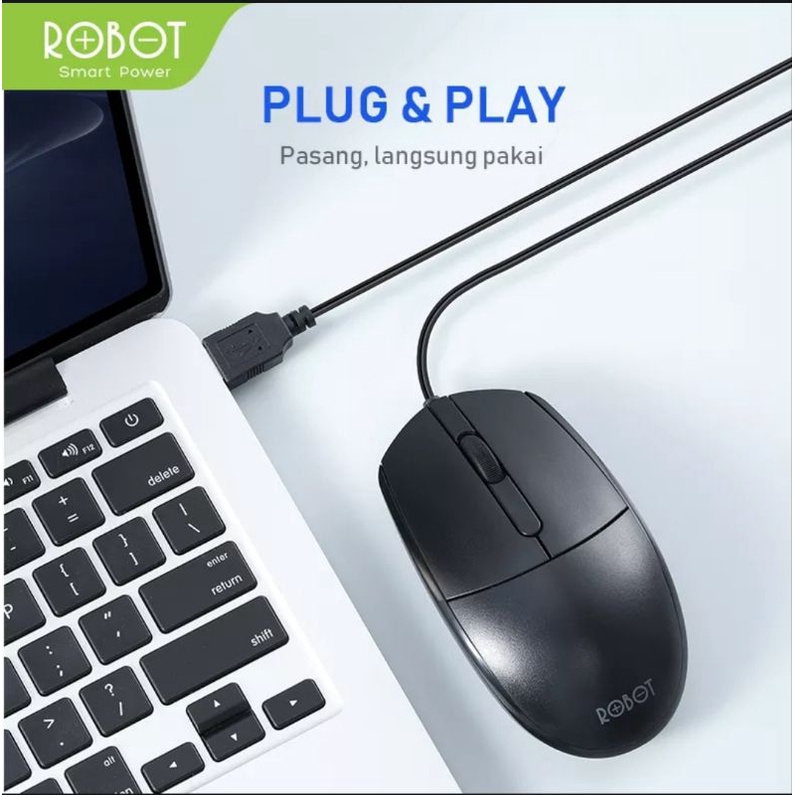 WIRED MOUSE 1000 DPI ROBOT M120 GARANSI 1 TAHUN