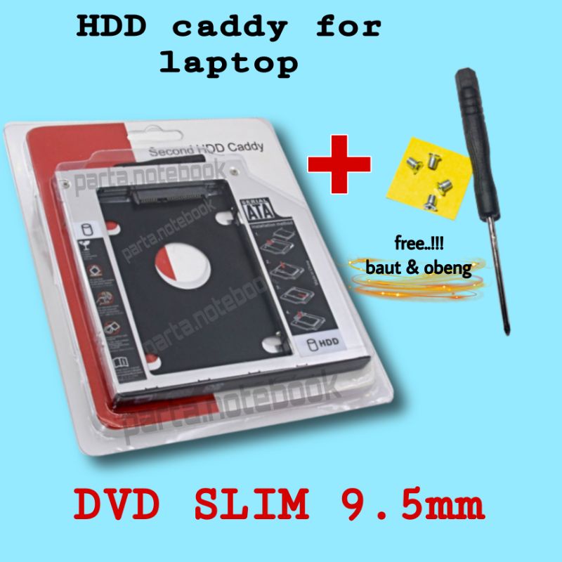 SSD HDD Caddy slim 9.5mm merk second kedi cadi cady ketdi catdi