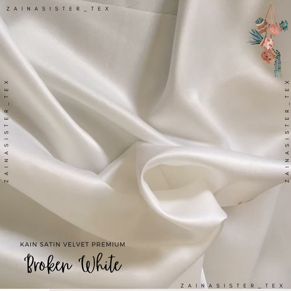 Kain Satin Velvet Premium Background Backdrop Foto Warna Putih Tulang Broken White