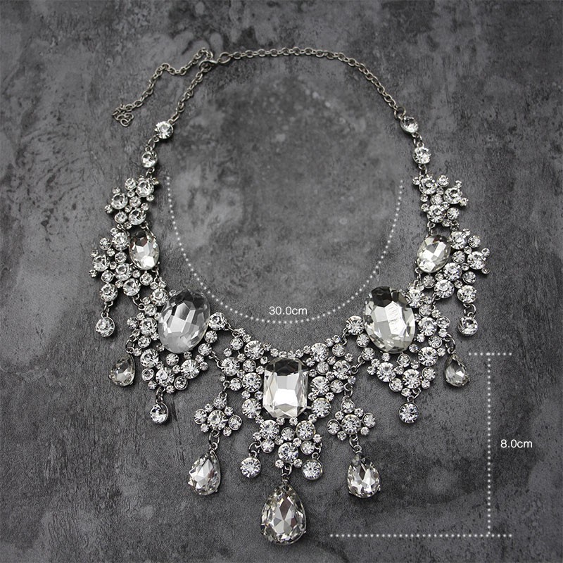 Deartiara Necklace Set Perhiasan Kalung Anting / Cincin Dengan Hiasan Berlian Buatan